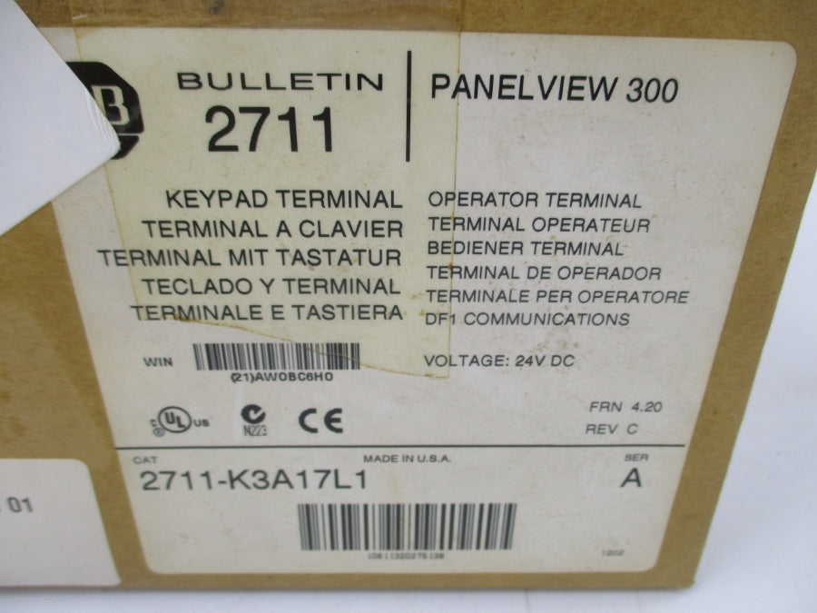 ALLEN BRADLEY 2711-K3A17L1 SER. A F/W 4.20 24VDC .42A REV. C NSMP
