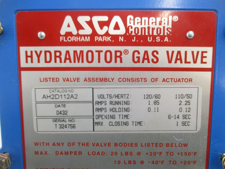ASCO AH2D112A2 120/110V 1.85/2.25A NSNP