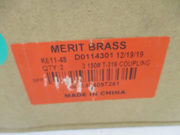 MERIT BRASS K611-48 3" (PKG OF 2) NSMP