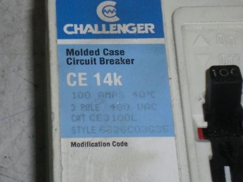 CHALLENGER CE3100L CIRCUIT BREAKER 100A UNMP