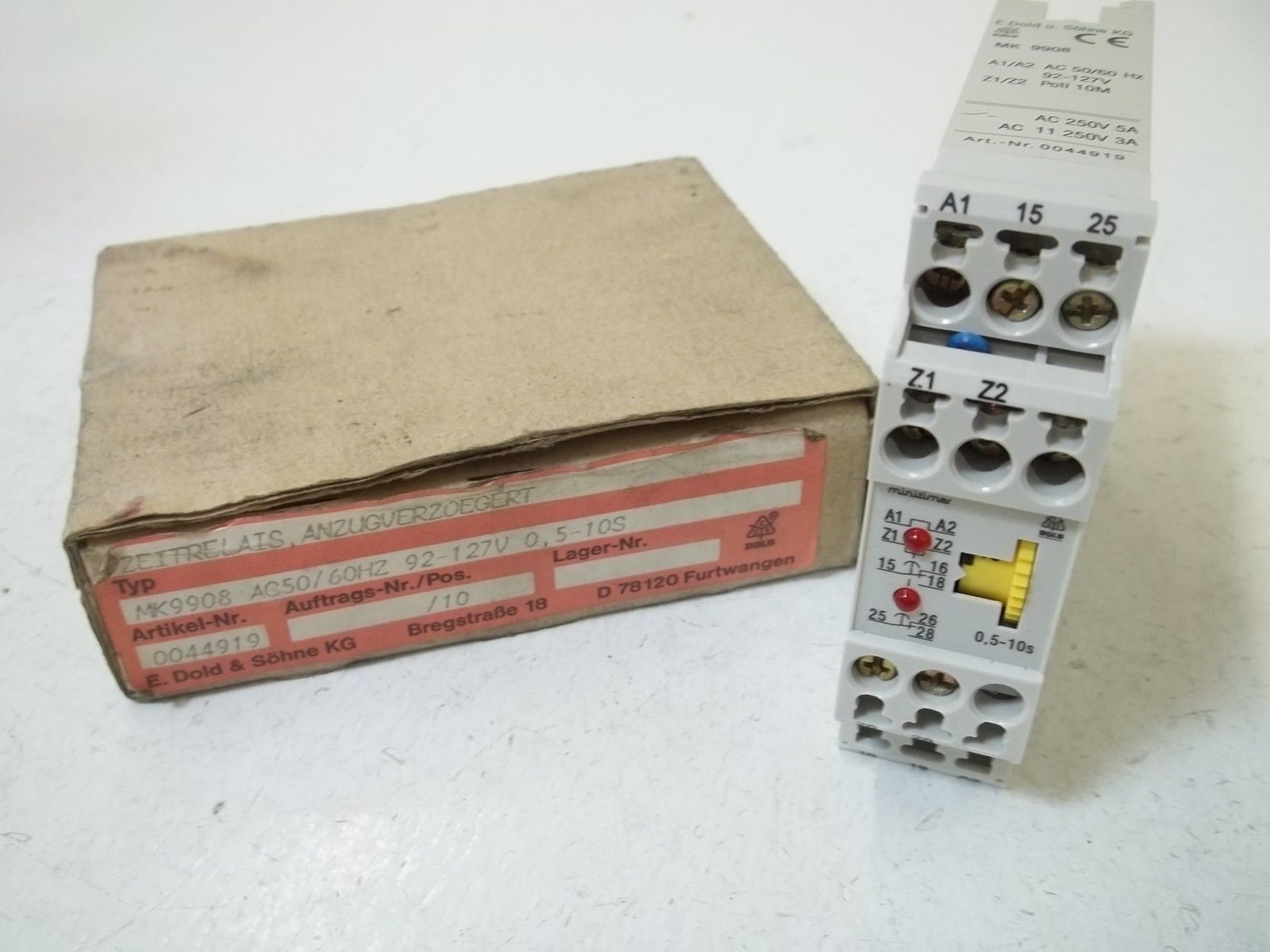 E.DOLD MK9908 TIMING RELAY 0.5-10SEC NSMP