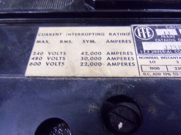 ITE JJ3B40000S01 CIRCUIT BREAKER 400AMPS UNMP