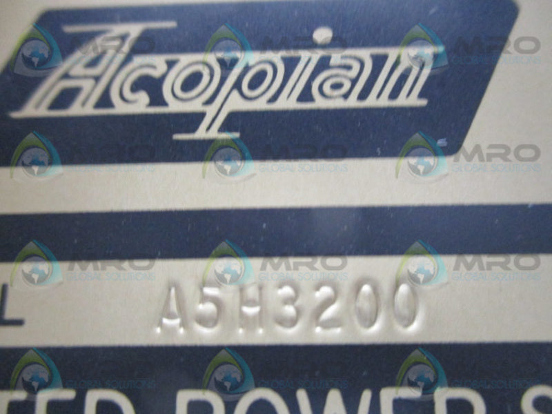 ACOPIAN A5H3200 POWER SUPPLY (AS PICTURED)  UNMP