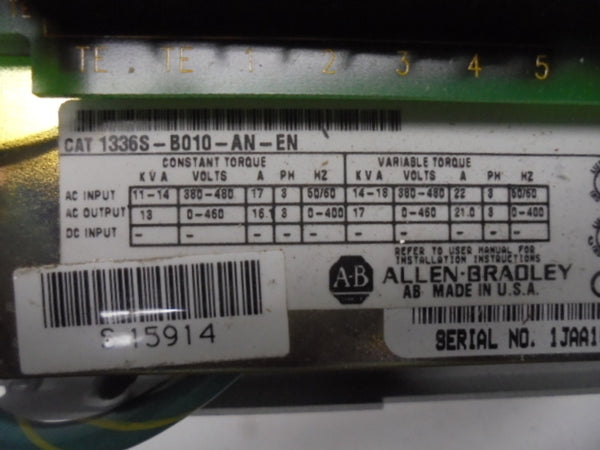 ALLEN BRADLEY 1336S-B010-AN-EN SER. D AC DRIVE UNMP