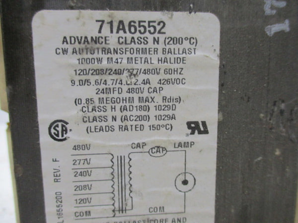 ADVANCE 71A6552 TRANSFORMER  UNMP