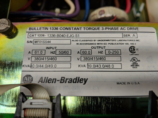 ALLEN BRADLEY 1336-B040-EJG-S1 SER. A (AS PICTURED) REMAN