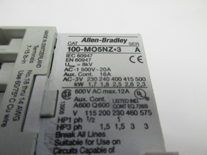 ALLEN BRADLEY 100-M05NZ243 SER. A 24VDC UNMP