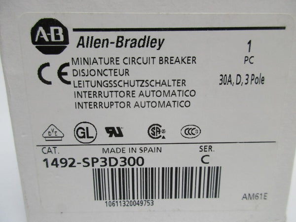 ALLEN BRADLEY 1492-SP3D300 SER. C 30A 480/277VAC NSMP