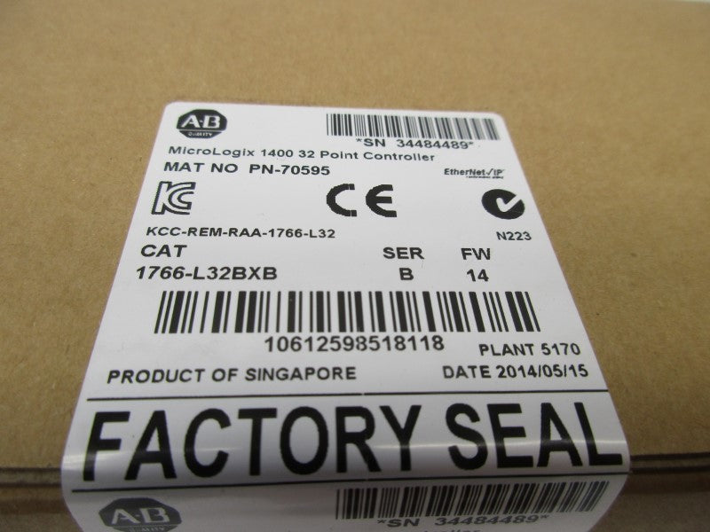 ALLEN BRADLEY 1766-L32BXB SER. B F/W 14 DATE: 2014 NSFS