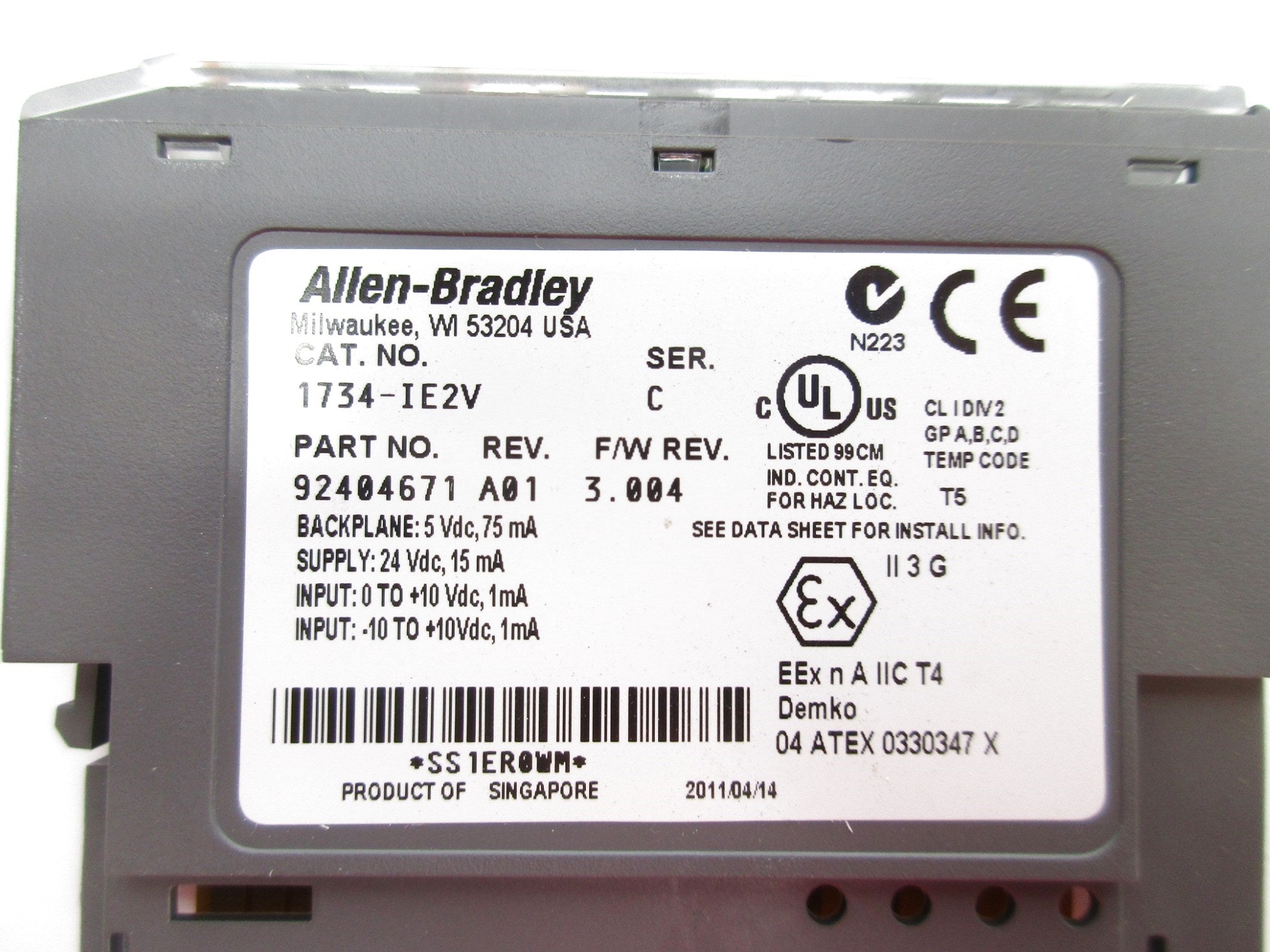 ALLEN BRADLEY 1734-IE2V SER. C F/W 3.004 24VDC NSMP