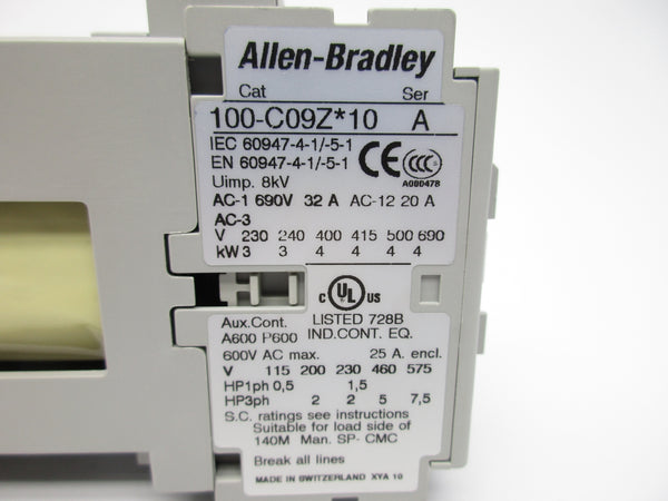 ALLEN BRADLEY 100-C09ZJ10 SER. A 24VDC 32A (BR/WH) NSMP