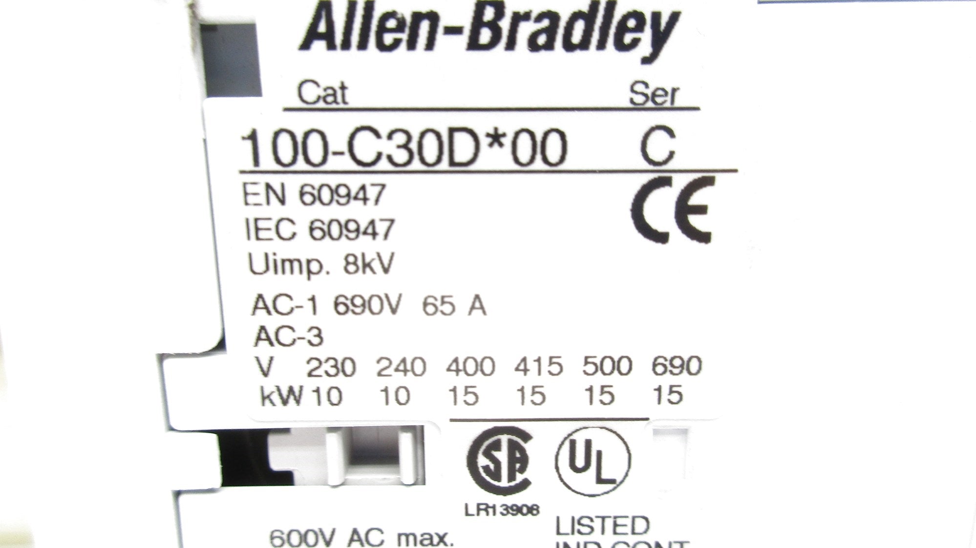 ALLEN BRADLEY 100-C30DJ10 SER. C 24VDC (BR/WH) NSMP