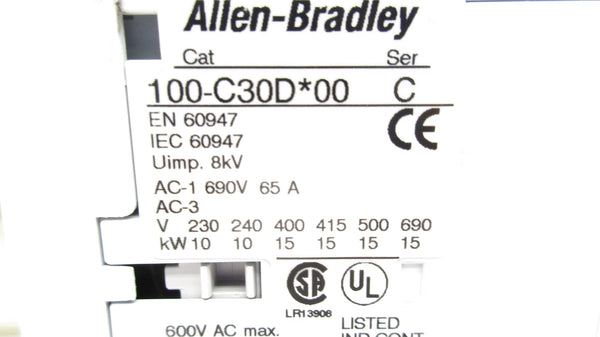 ALLEN BRADLEY 100-C30DJ10 SER. C 24VDC (BR/WH) NSMP