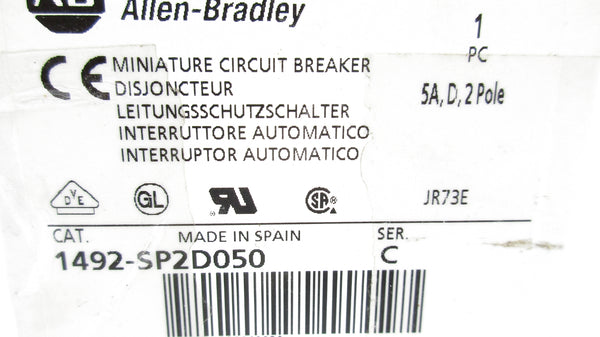 ALLEN BRADLEY 1492-SP2D050 SER. C 5A 277VAC (WH) NSMP