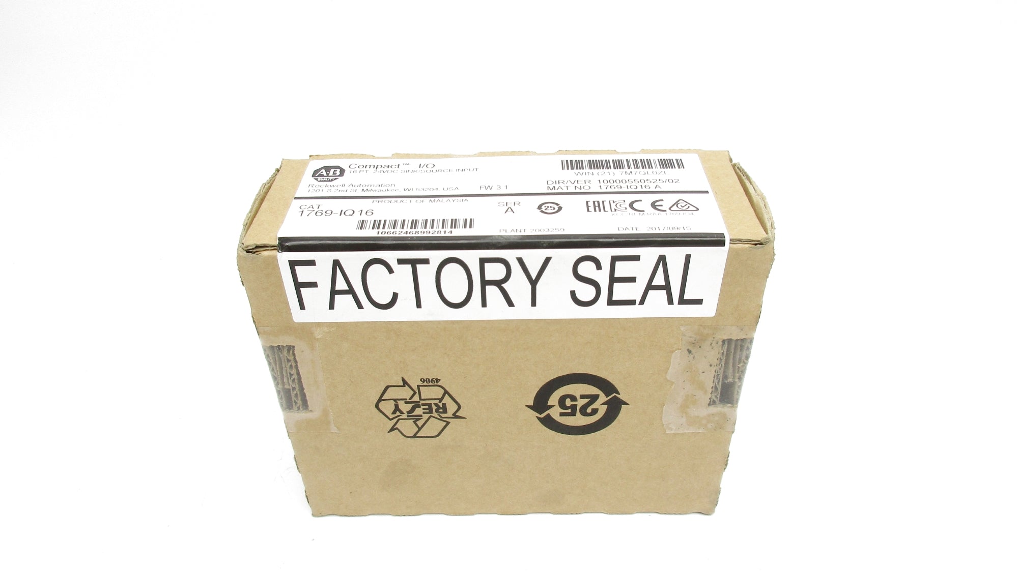 ALLEN BRADLEY 1769-IQ16 SER. A F/W 3.1 24VDC DATE: 2017 NSFS