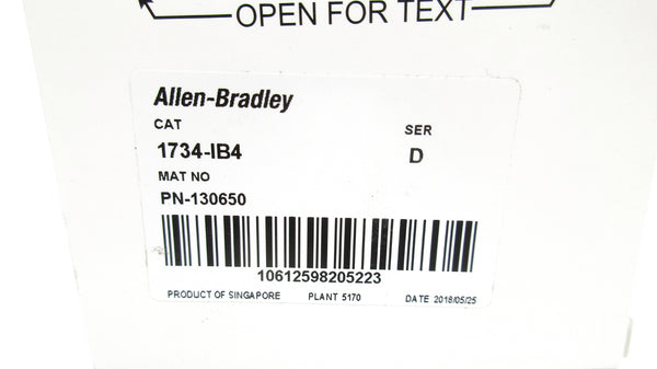 ALLEN BRADLEY 1734-IB4 SER. D F/W 3.022 24VDC (WH) NSMP