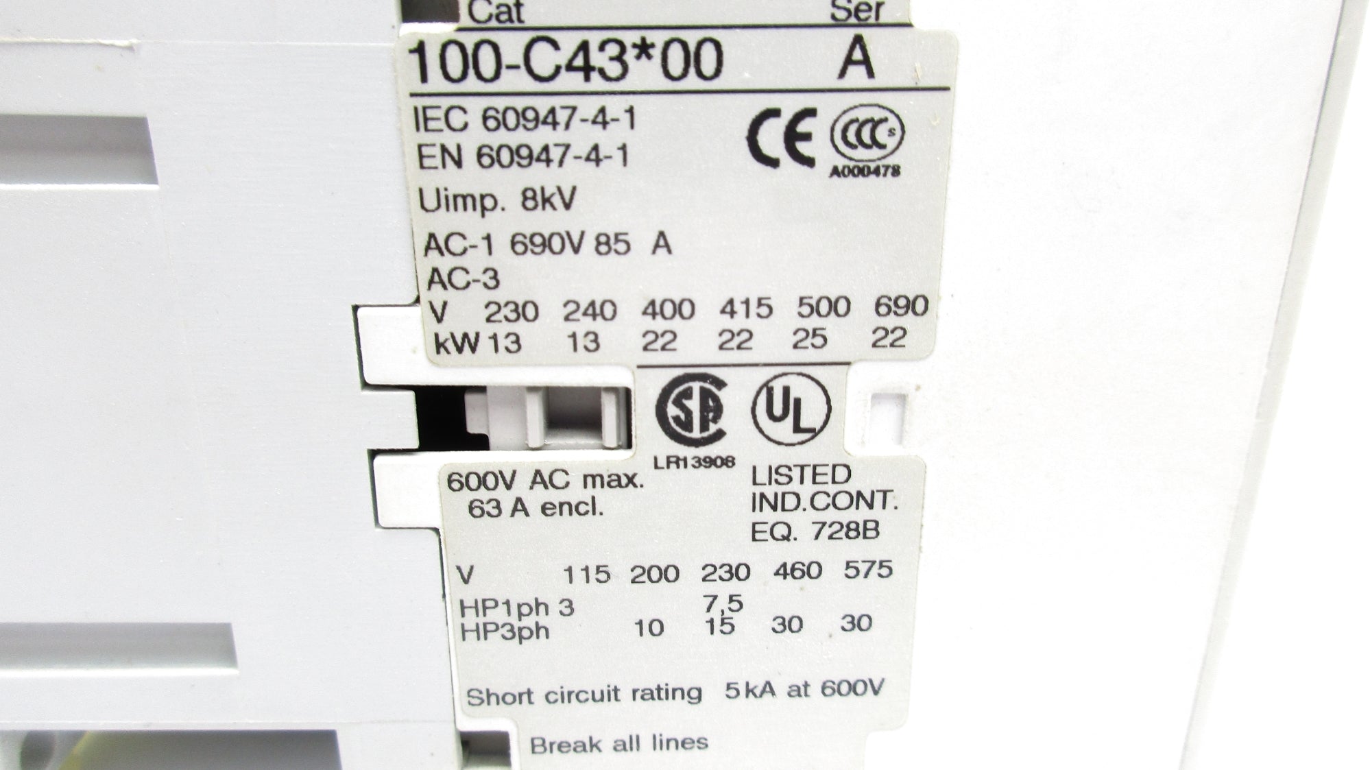 ALLEN BRADLEY 100-C43D00 SER. A 110/120V (BR/WH) NSMP