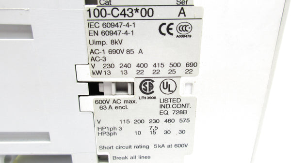 ALLEN BRADLEY 100-C43D00 SER. A 110/120V (BR/WH) NSMP
