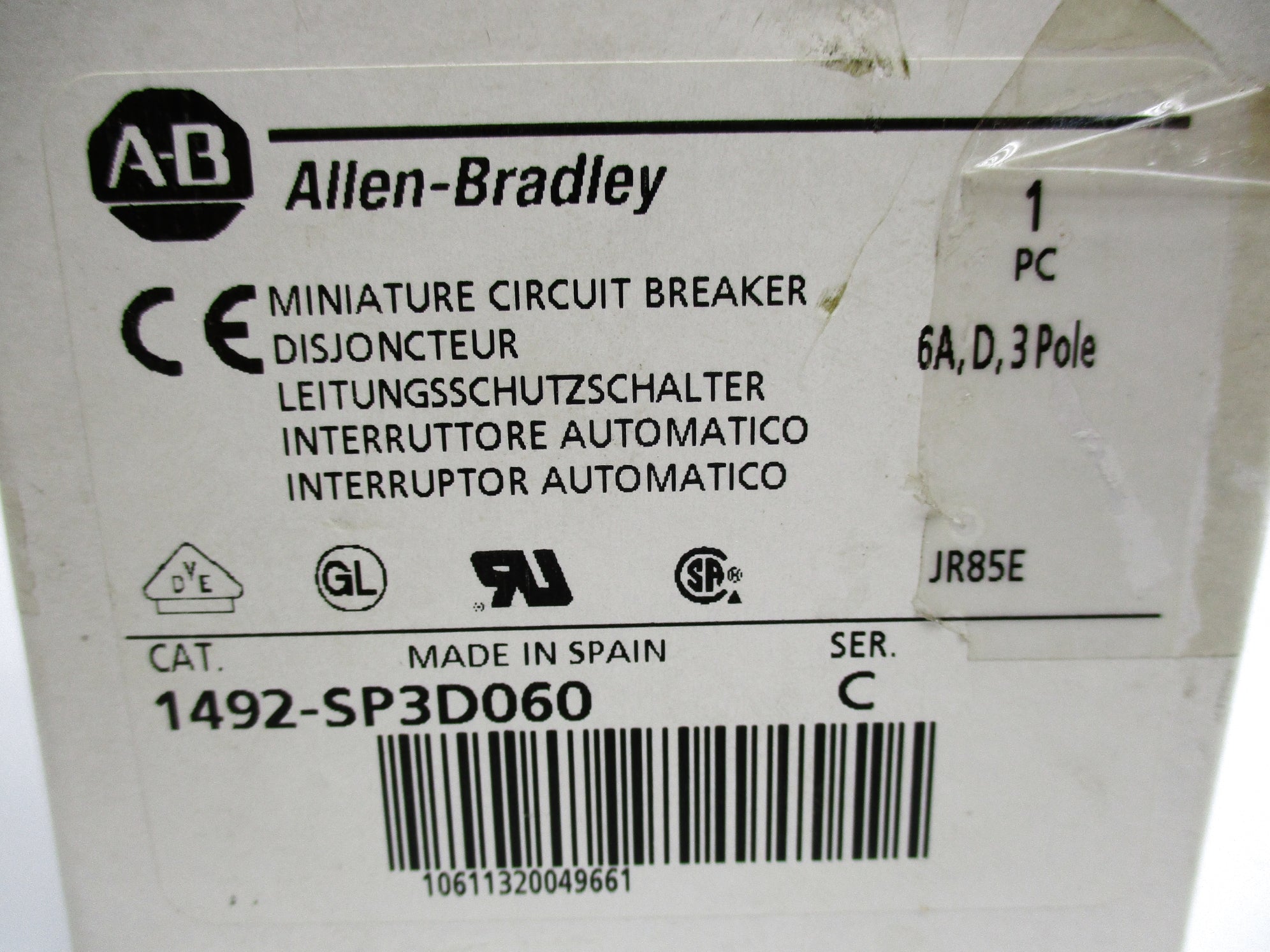 ALLEN BRADLEY 1492-SP3D060 SER. C 6A 415VAC (WH) NSMP