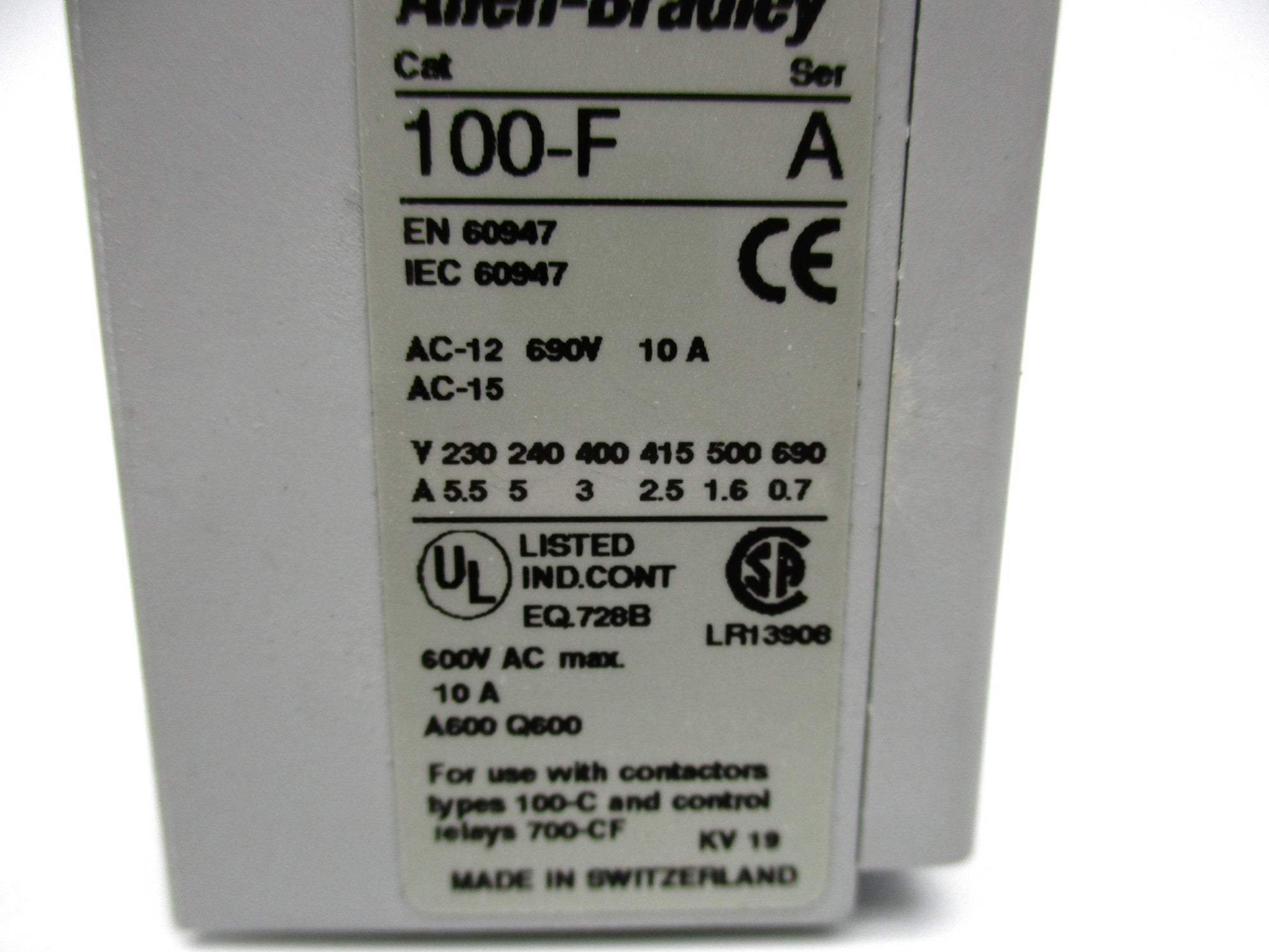 ALLEN BRADLEY 100-FA40 SER. A 600VAC 10A (WH) NSMP