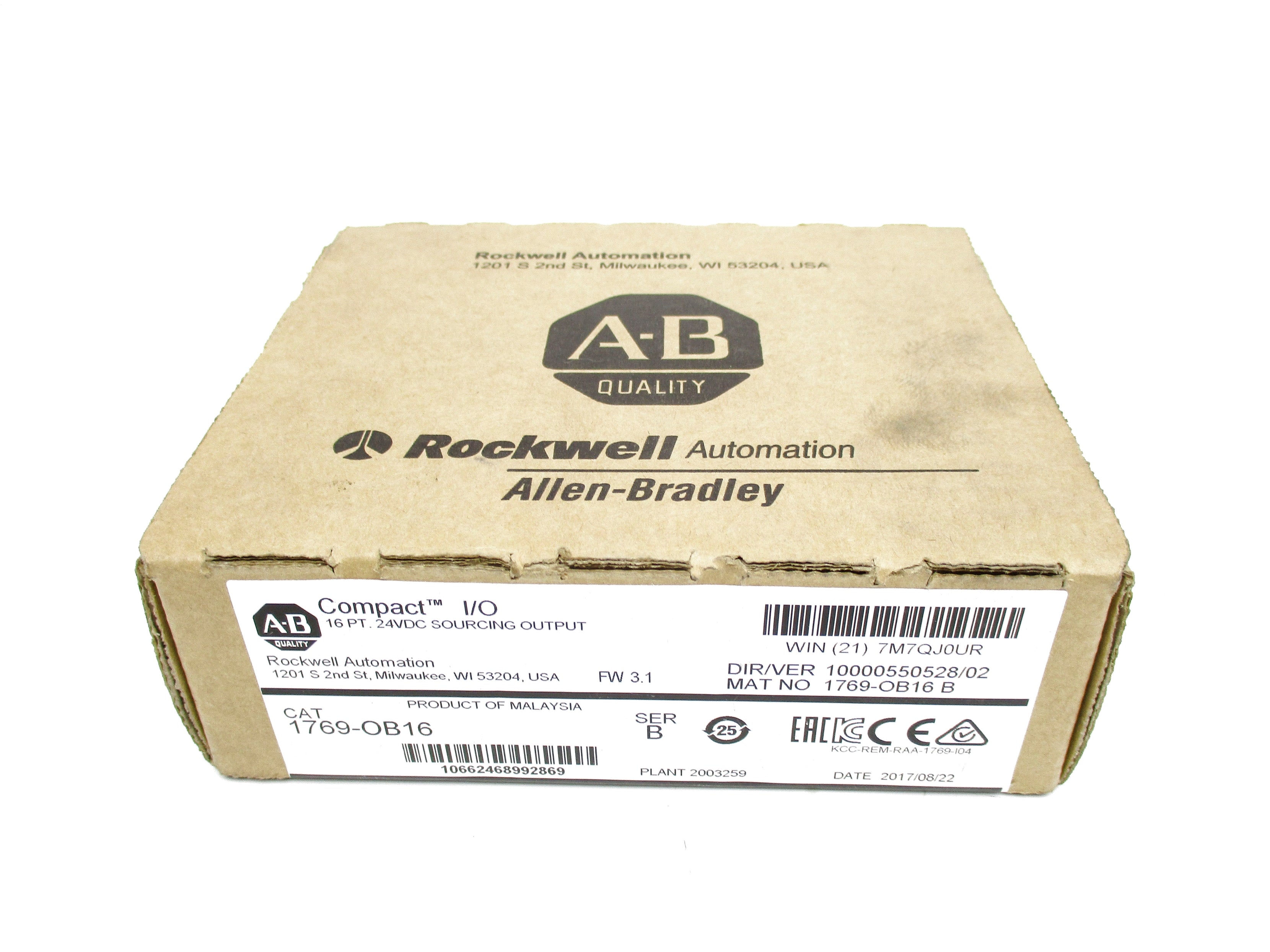 ALLEN BRADLEY 1769-OB16 SER. B F/W 3.1 24VDC DATE: 2017 NSFS
