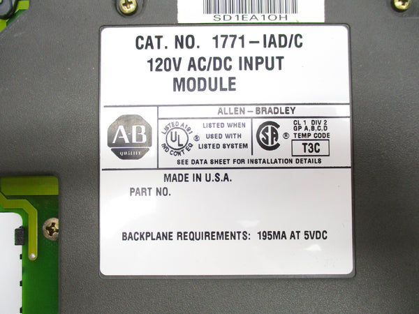 ALLEN BRADLEY 1771-IAD SER. C 120VAC/DC UNMP