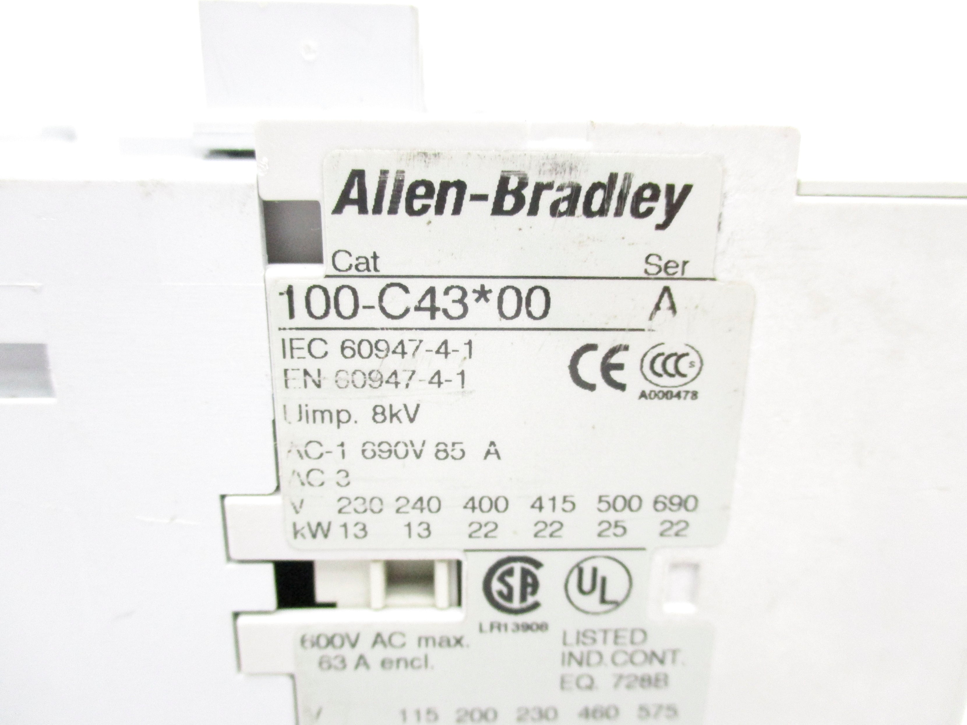 ALLEN BRADLEY 100-C43D00 SER. A 110/120V 85A NSNP