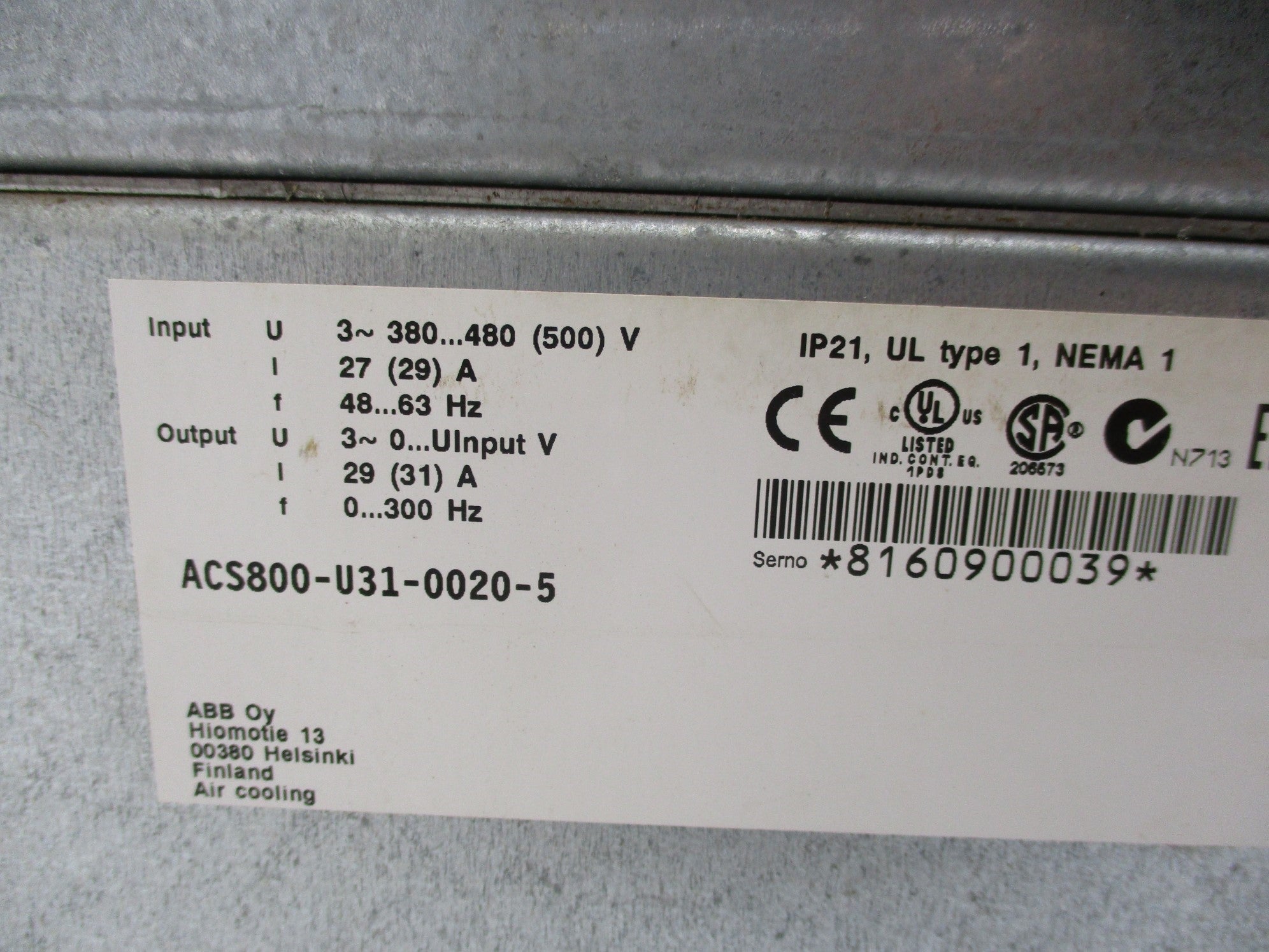ABB ACS800-U31-0020-5 UNMP
