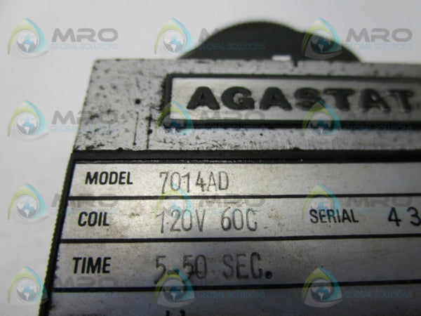 AGASTAT 7014AD TIME DELAY RELAY 5-50 SEC.  UNMP