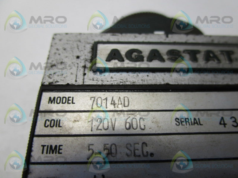 AGASTAT 7014AD TIME DELAY RELAY 5-50 SEC.  UNMP