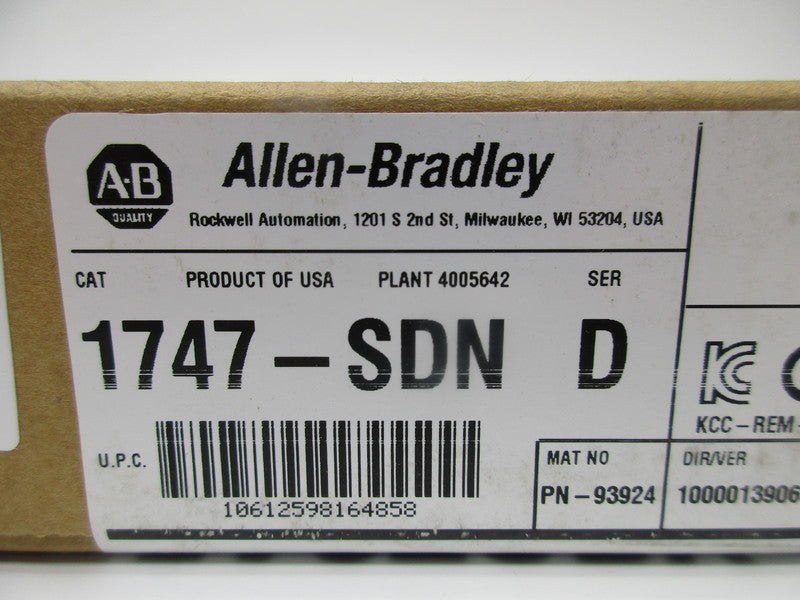 ALLEN BRADLEY 1747-SDN SER. D F/W 9.001 DATE: 2016 NSFS