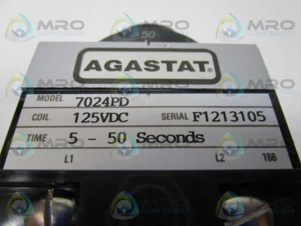 AGASTAT 7024PD TIME DELAY RELAY 5-50SEC 125VDC  NSNP