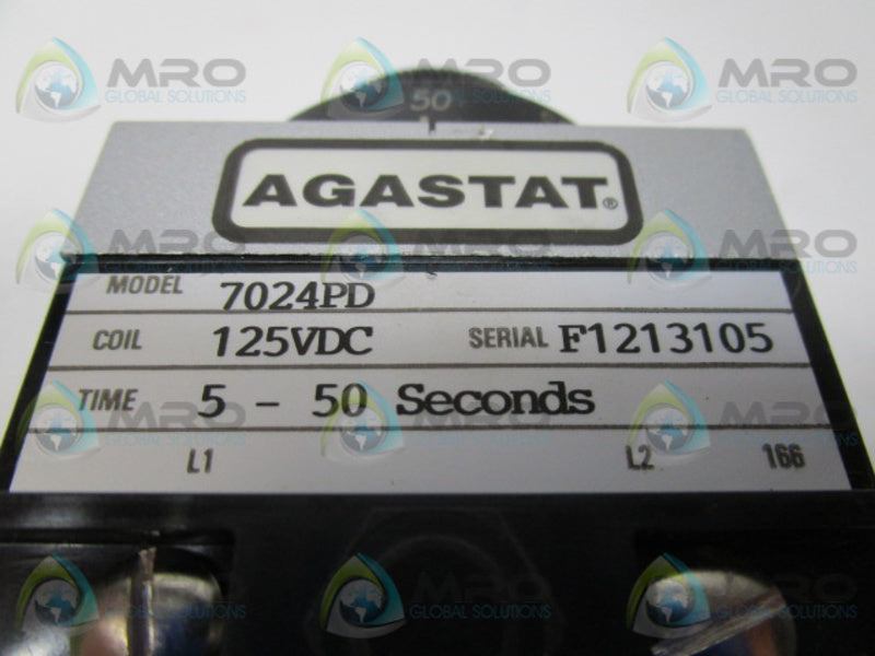 AGASTAT 7024PD TIME DELAY RELAY 5-50SEC 125VDC  NSNP