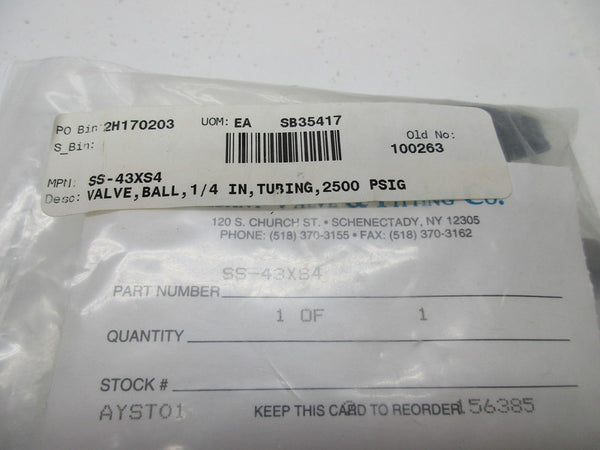 ALBANY VALVE & FITTING CO SS-43XS4  NSMP