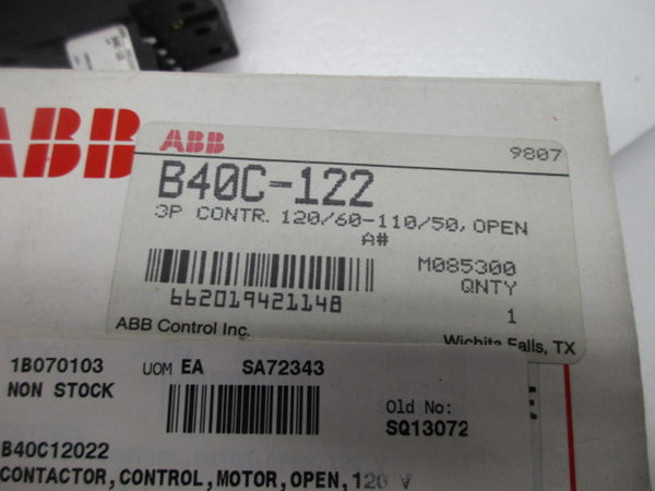 ABB B40C-122 MOTOR CONTACTOR 120V  NSMP