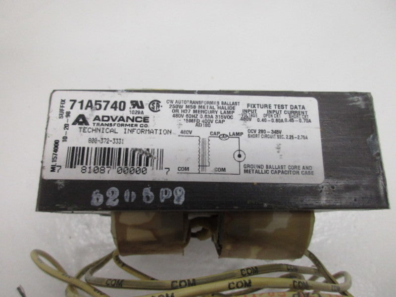 ADVANCE 71A5740 TRANSFORMER 480V  NSNP