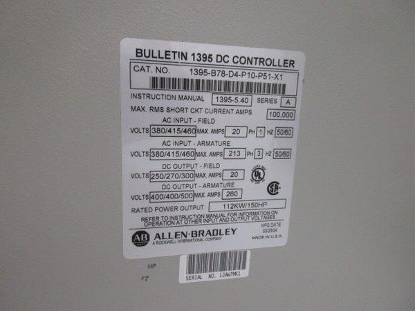 ALLEN BRADLEY 1395-B78-D4-P10-P51-X1 SER.A NSMP