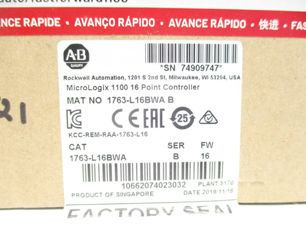 ALLEN BRADLEY 1763-L16BWA SER. B F/W 16 24VDC NSMP