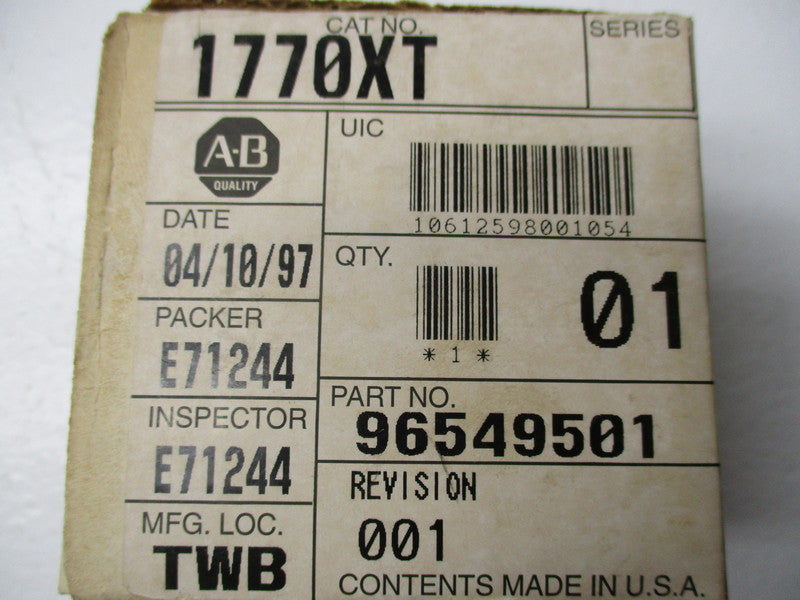 ALLEN BRADLEY 1770XT REMOTE INPUT/OUTPUT LINK TERMINATOR  NSMP