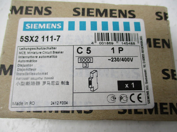 SIEMENS 5SX2 111-7 CIRCUIT BREAKER 400V  NSFS