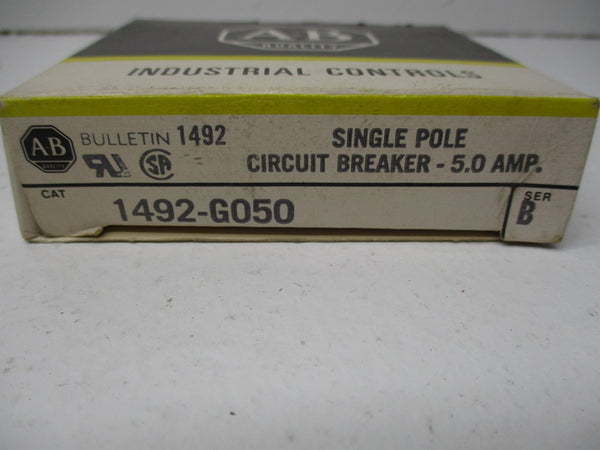 ALLEN BRADLEY 1492-G050 CIRCUIT BREAKER SER. B 5A 250VAC  NSMP