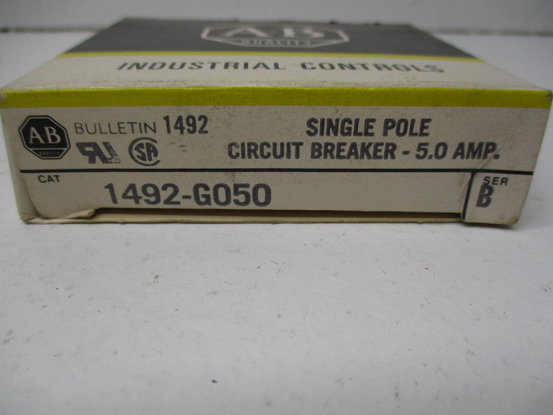ALLEN BRADLEY 1492-G050 CIRCUIT BREAKER SER. B 5A 250VAC  NSMP