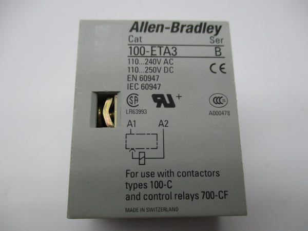 ALLEN BRADLEY 100-ETA3 SER. B 110/240VAC 0.1-3S (BR/WH) NSMP