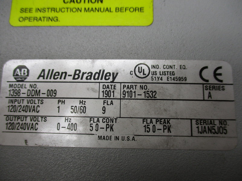 ALLEN BRADLEY 1398-DDM-009 SER. A (AS PICTURED)  UNMP