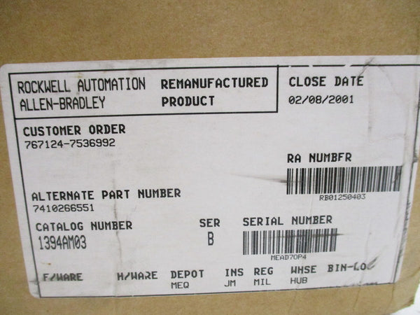 ALLEN BRADLEY 1394-AM03 SER. B SERVO CONTROLLER  NSMP