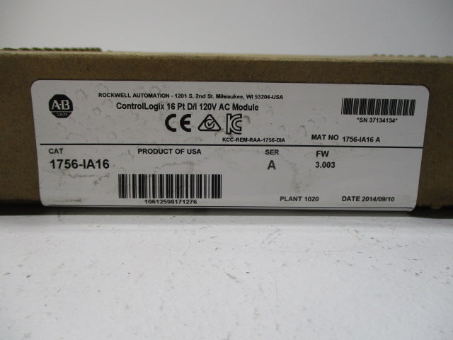 ALLEN BRADLEY 1756-IA16 SER A F/W 3.003 DATE: 2014  NSFS
