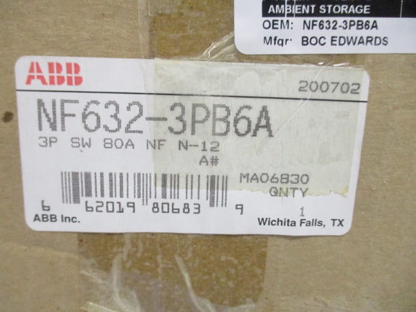 ABB NF632-3PB6A 600V 80A NSMP