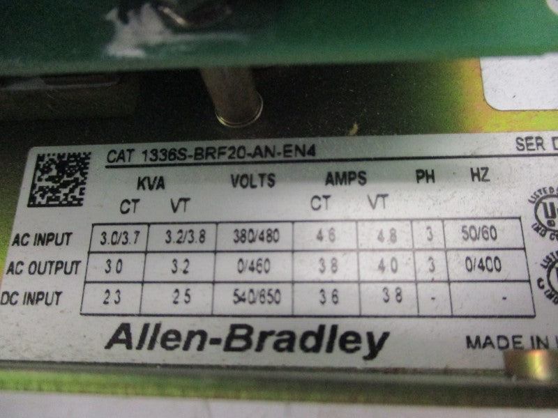 ALLEN BRADLEY 1336S-BRF20-AN-EN4 SER. D 380/480V 4.6A NSNP