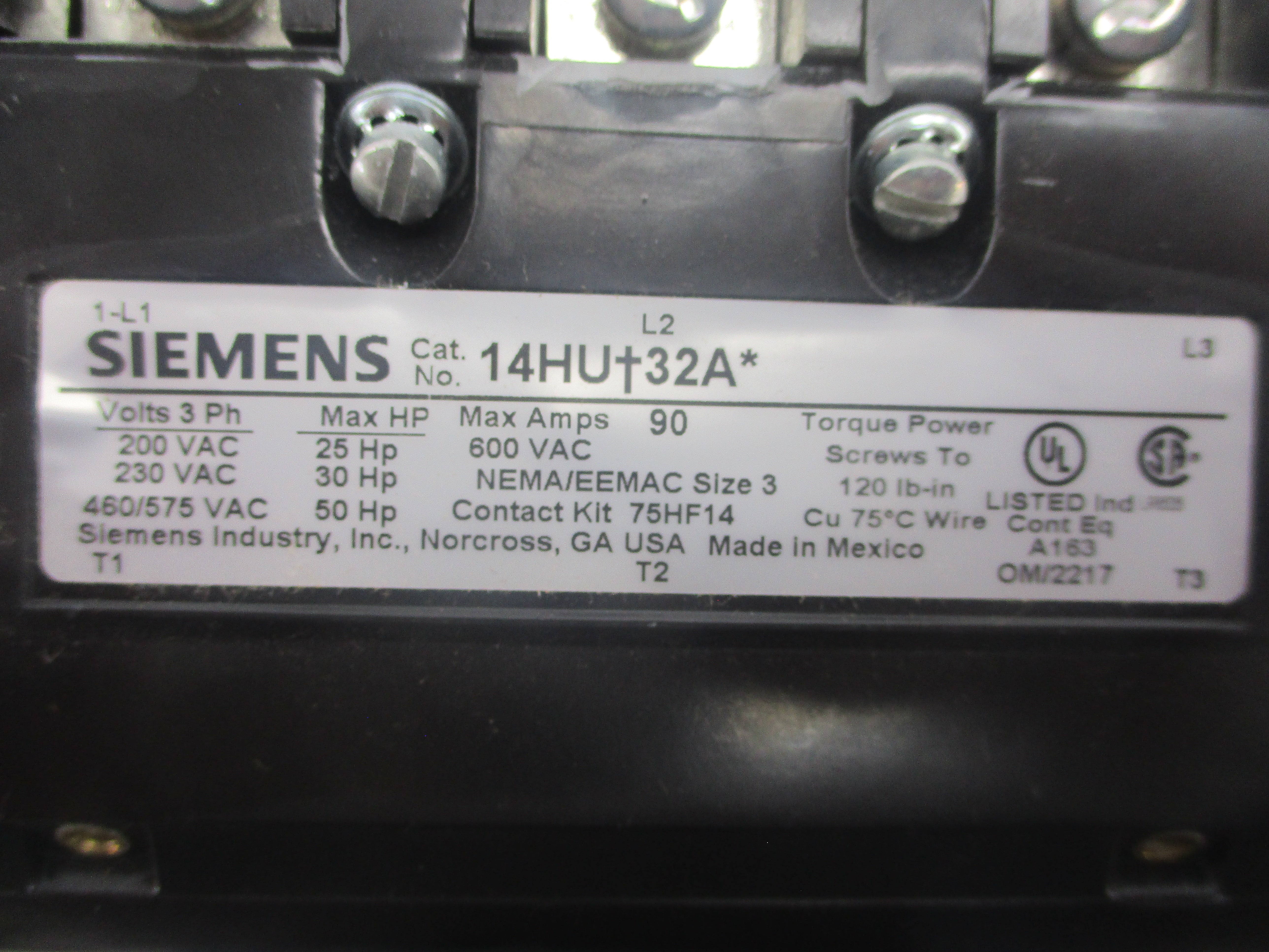 SIEMENS 14HUG32AA 110-120VAC 90A NSMP