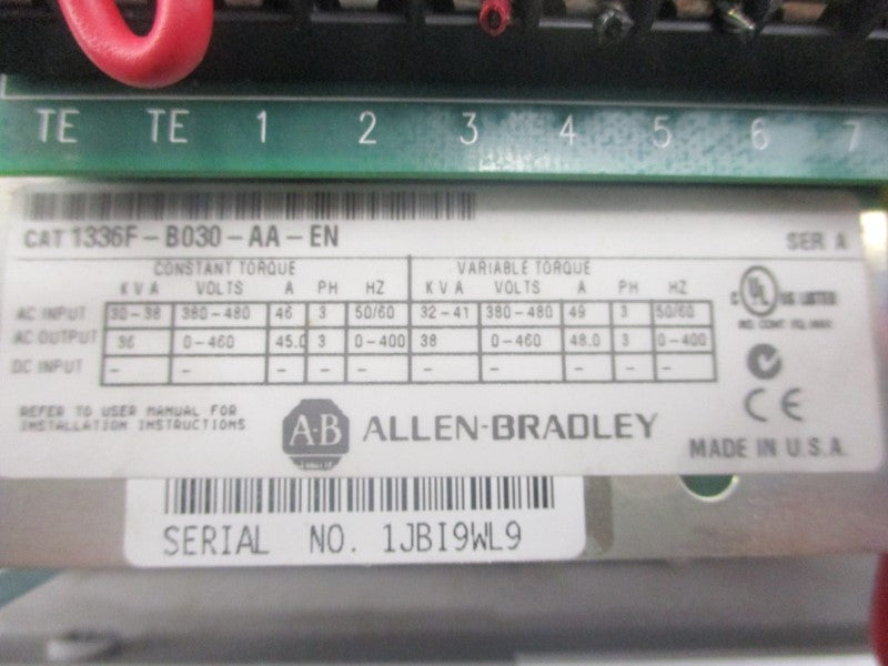 ALLEN BRADLEY 1336F-B030-AA-EN SER. A 380-480V 46A (AS PICTURED) UNMP